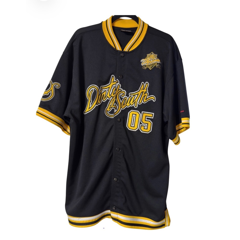 FUBU Dirty South 05 City Series Baseball Jersey Black Yellow XXL Vintage Style